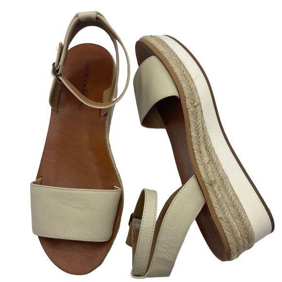 Lucky Brand Shoes - Lucky Brand Jeneka Espadrille Platform Sandals Size 9.5 Off White Cream Beige